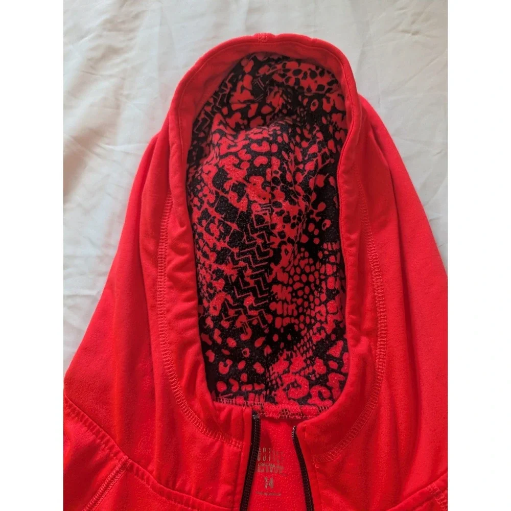 Justice Girls Size 14 Red Full-Zip Softball Long Sleeve Hooded Sweatshirt - Picture 4 of 7
